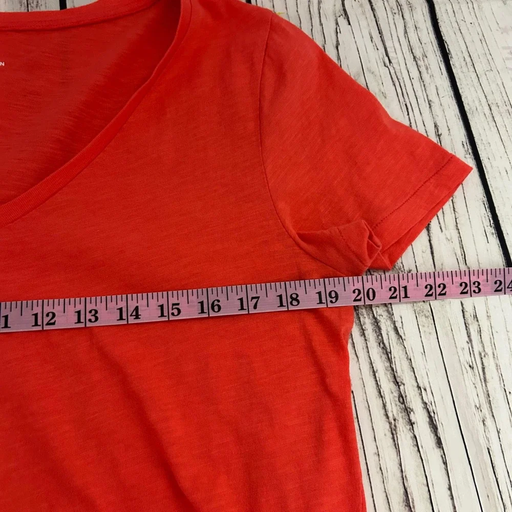 J.Crew Vintage Cotton V-Neck T-Shirt Womens Large Orange Red Short Sleeve Tee - Picture 5 of 6